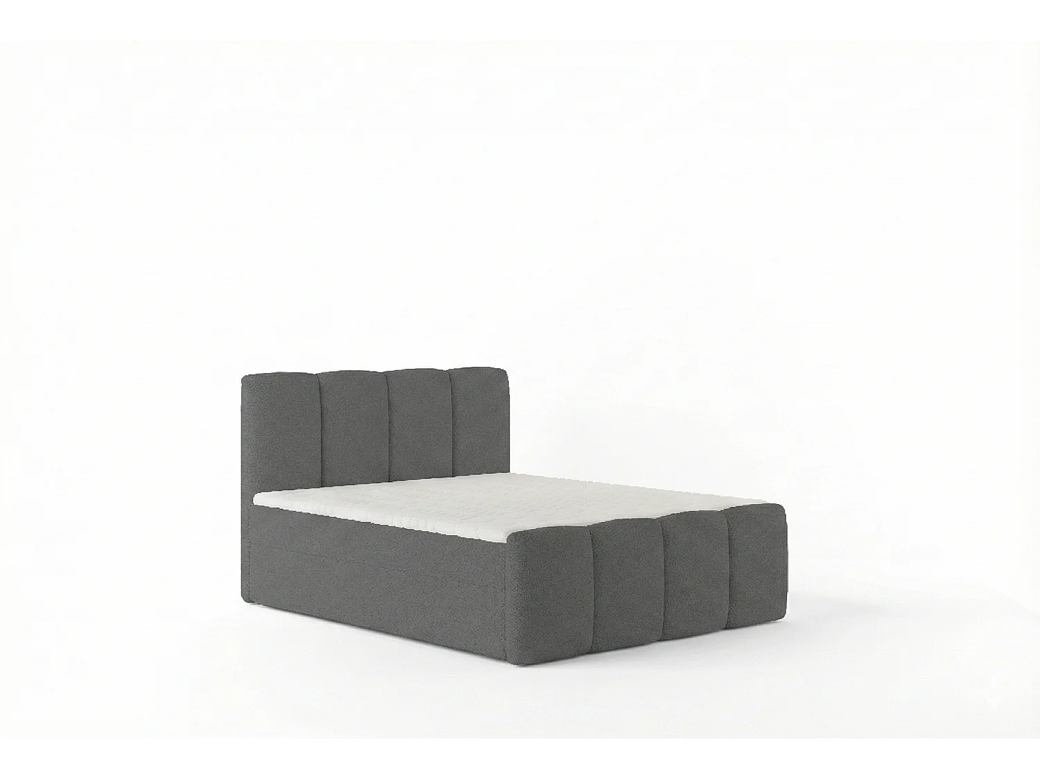 Élégant lit tapissé KORA 160x200 cm en tissu CENTAUR 15 gris