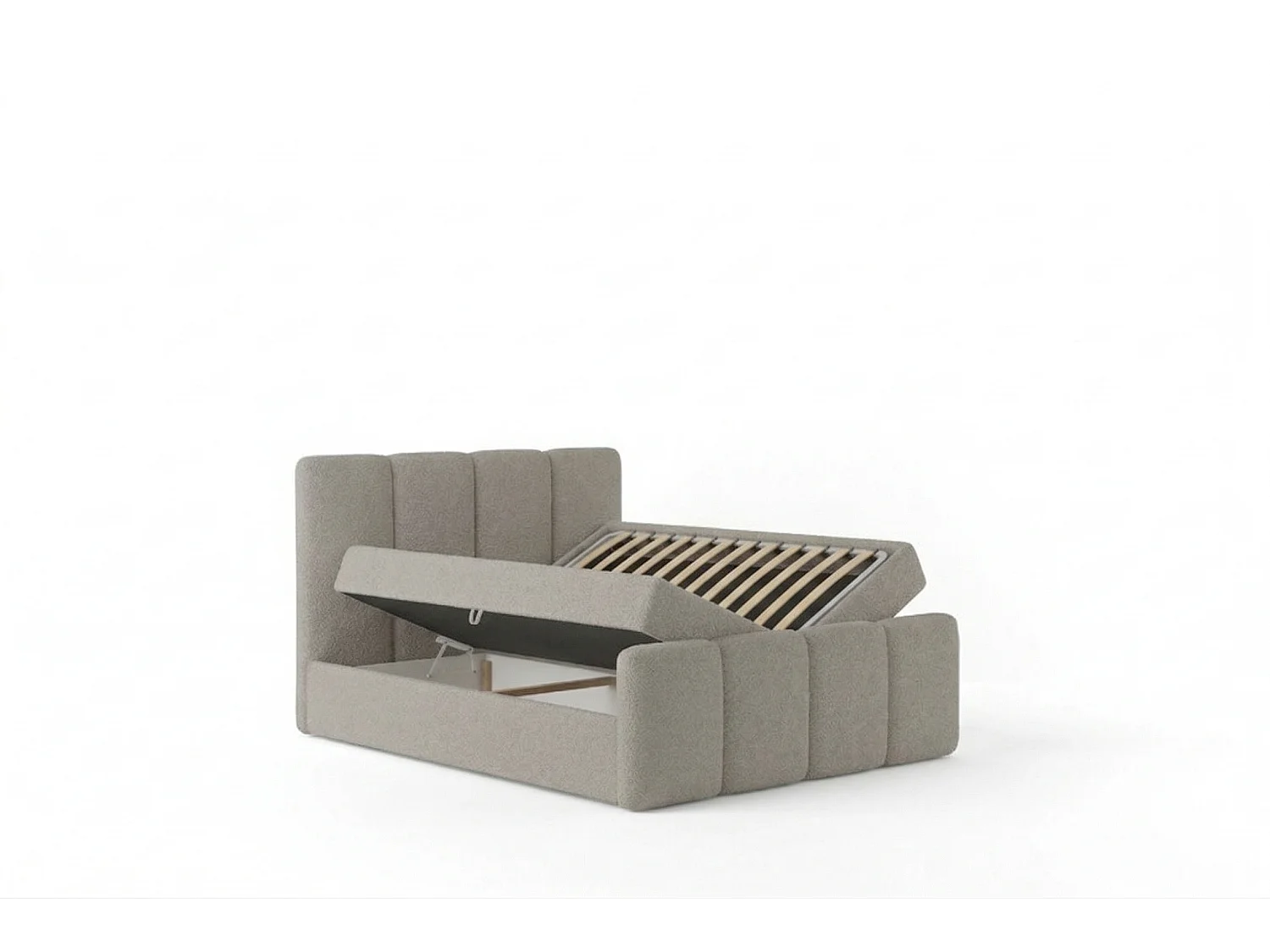 Lit capitonné élégant KORA 160x200 cm en tissu CENTAUR 3 gris clair