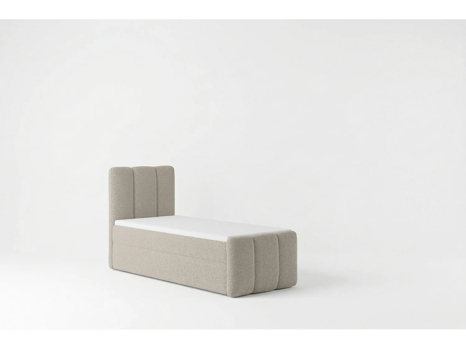 Élégant lit capitonné KORA 90x200 cm en tissu CENTAUR 3 gris clair