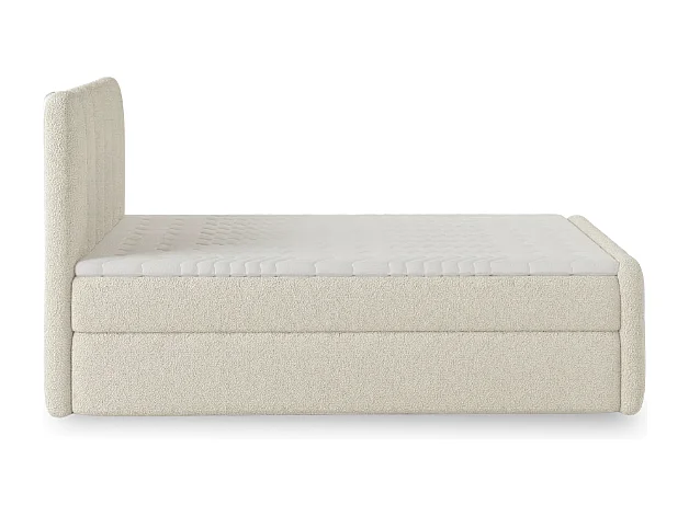 Élégant lit tapissé KORA 180x200 cm en tissu CENTAUR 1 blanc cassé.