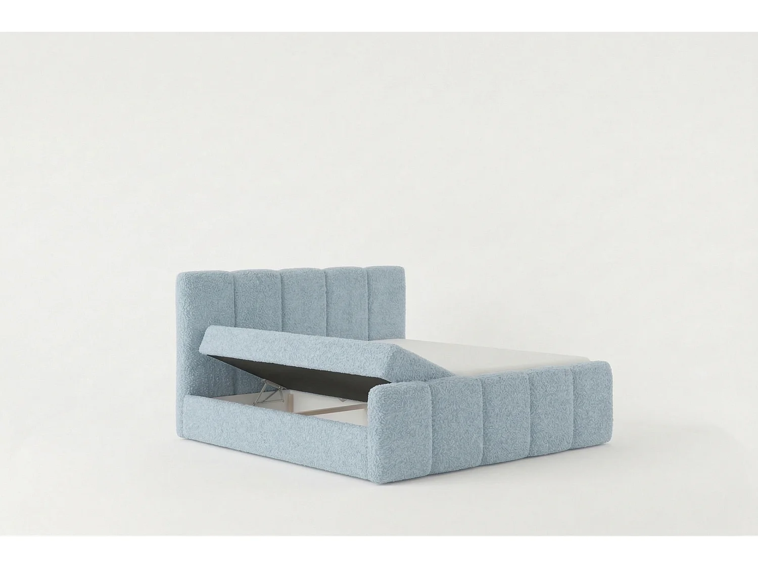 Lit capitonné élégant KORA 200x200 cm en tissu CENTAUR 9 bleu clair