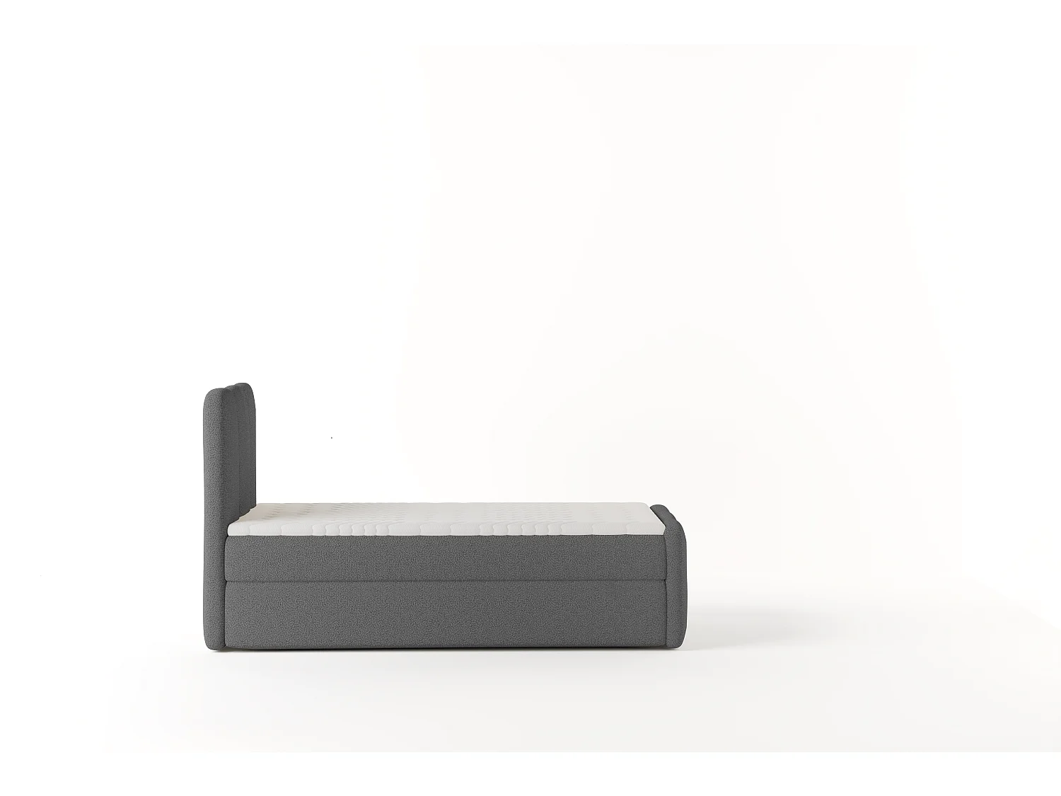 Élégant lit tapissé KORA 90x200 cm en tissu CENTAUR 15 gris