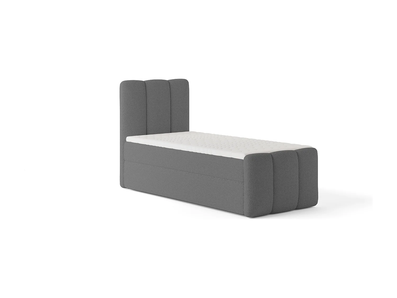 Élégant lit tapissé KORA 90x200 cm en tissu CENTAUR 15 gris