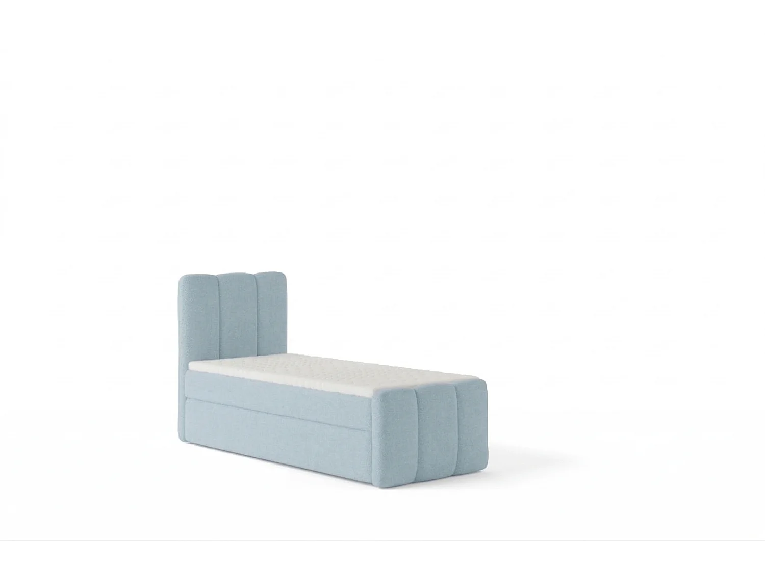 Élégant lit tapissé KORA 90x200 cm en tissu CENTAUR 9 bleu clair