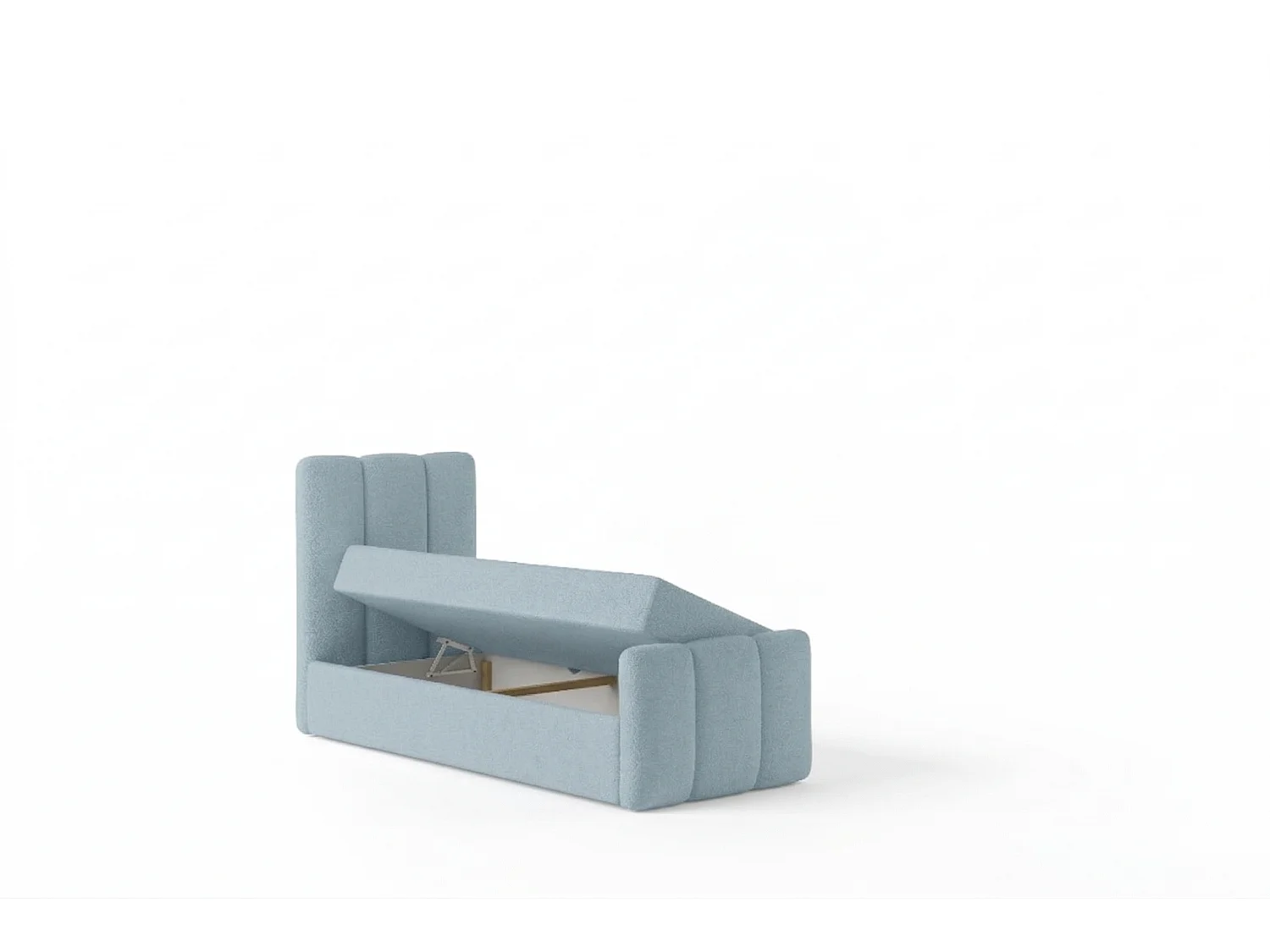 Élégant lit tapissé KORA 90x200 cm en tissu CENTAUR 9 bleu clair