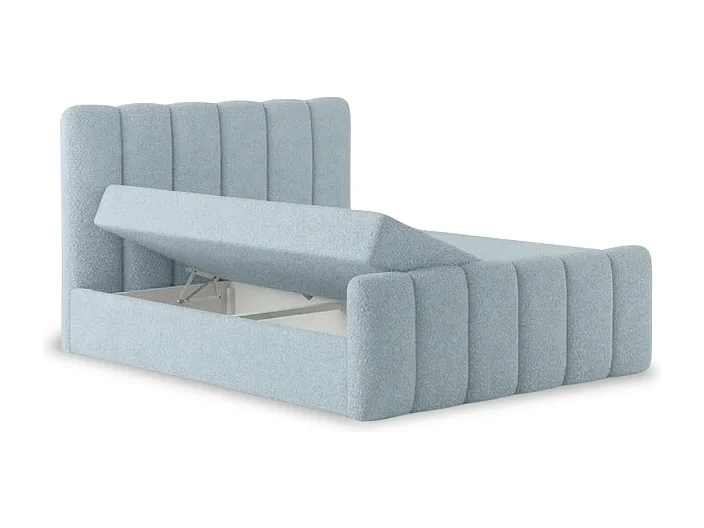 Élégant lit capitonné KORA 180x200 cm en tissu CENTAUR 9 bleu clair