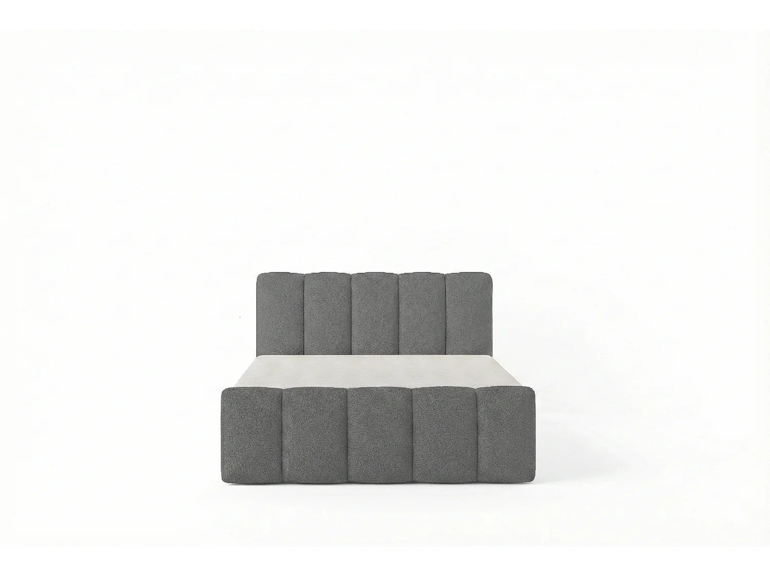 Élégant lit tapissé KORA 200x200 cm en tissu CENTAUR 15 gris