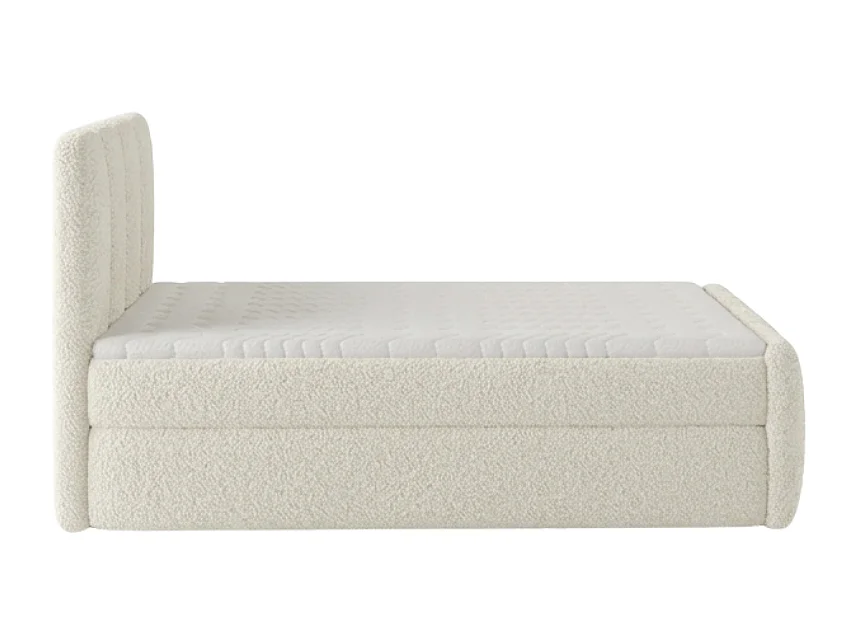 Élégant lit rembourré KORA 200x200 cm en tissu CENTAUR 1 blanc cassé.