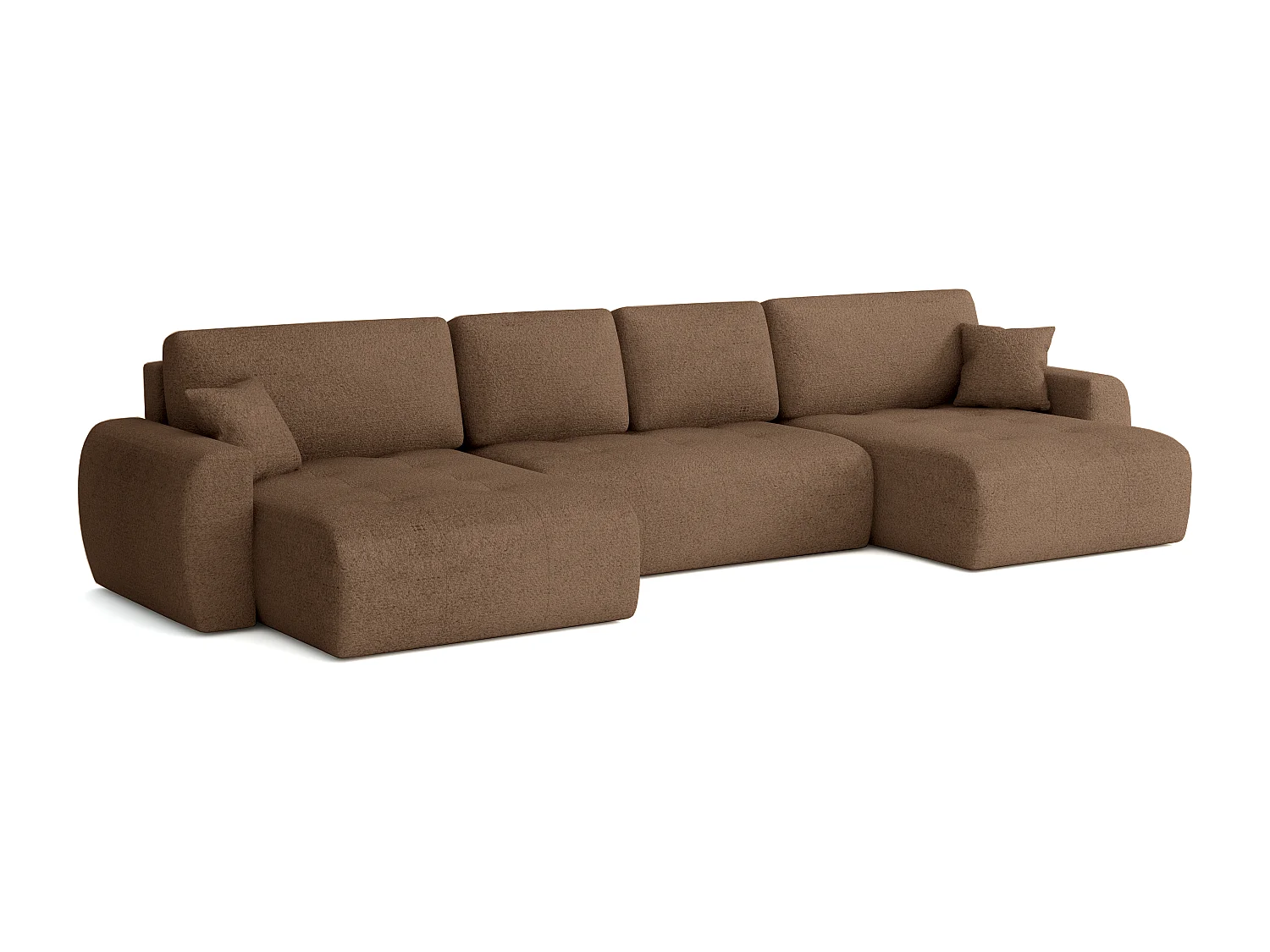 Élégant canapé d'angle convertible IVO U XL 387x150 cm, en tissu LAMBI 4 marron