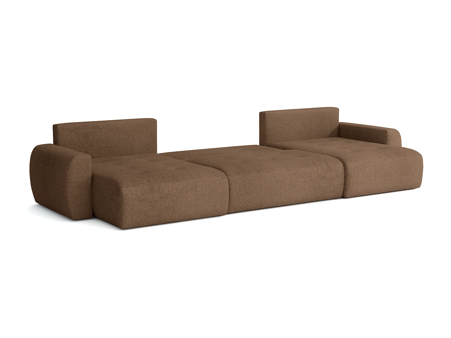 Élégant canapé d'angle convertible IVO U XL 387x150 cm, en tissu LAMBI 4 marron