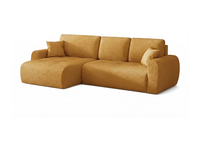 Élégant canapé d'angle convertible gauche IVO XL 280x142 cm, en tissu CENTAUR 8 miel