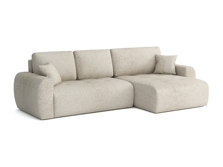 Élégant canapé d'angle convertible droit IVO XL 280x142 cm, en tissu CENTAUR 1 blanc