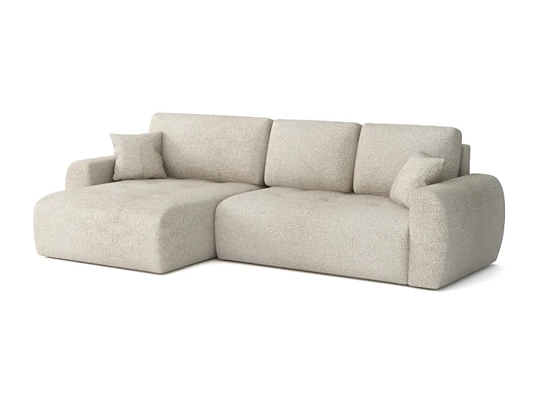 Élégant canapé d'angle convertible gauche IVO XL 280x142 cm, en tissu CENTAUR 1 blanc