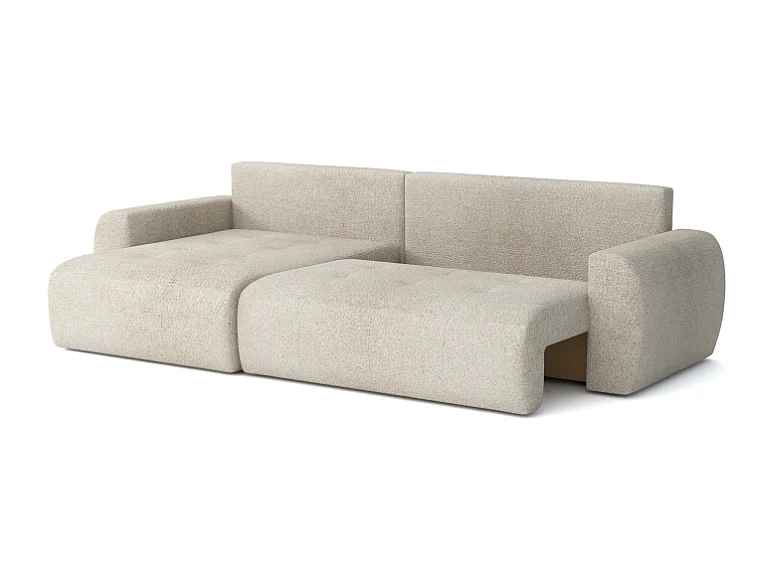 Élégant canapé d'angle convertible gauche IVO XL 280x142 cm, en tissu CENTAUR 1 blanc