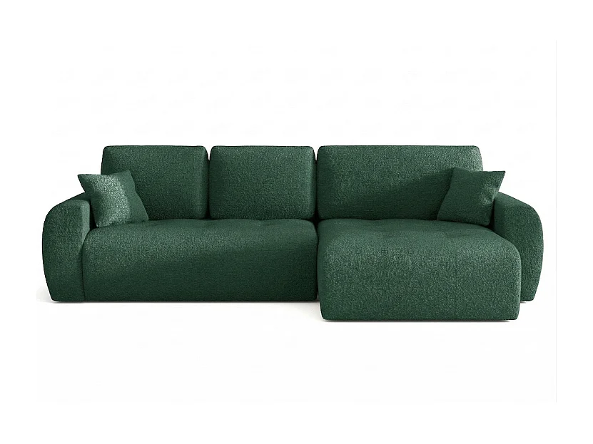 Élégant canapé d'angle convertible droit IVO XL 280x142 cm, en tissu CENTAUR 12 vert bouteille