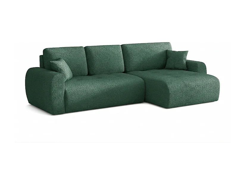 Élégant canapé d'angle convertible droit IVO XL 280x142 cm, en tissu CENTAUR 12 vert bouteille