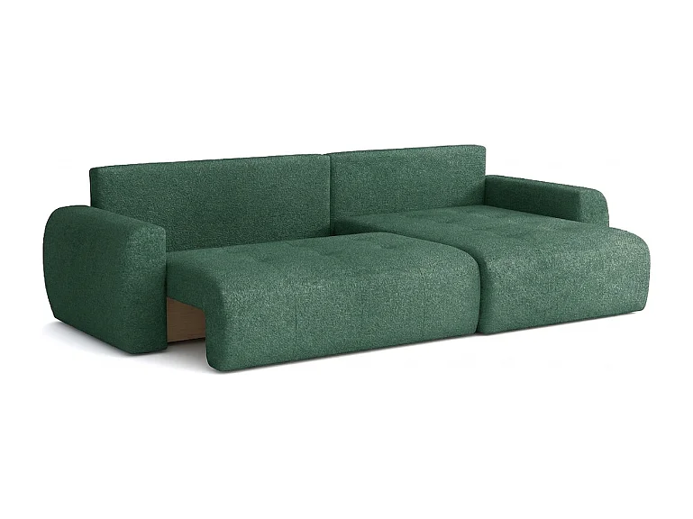 Élégant canapé d'angle convertible droit IVO XL 280x142 cm, en tissu CENTAUR 12 vert bouteille
