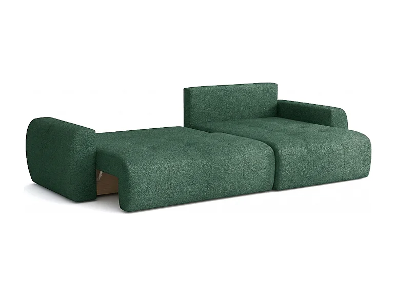 Élégant canapé d'angle convertible droit IVO XL 280x142 cm, en tissu CENTAUR 12 vert bouteille
