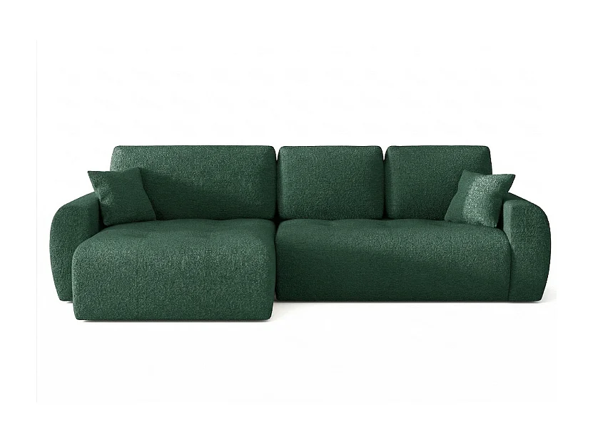 Élégant canapé d'angle convertible gauche IVO XL 280x142 cm, en tissu CENTAUR 12 vert bouteille