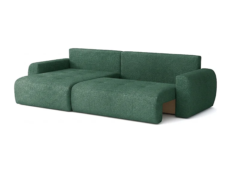 Élégant canapé d'angle convertible gauche IVO XL 280x142 cm, en tissu CENTAUR 12 vert bouteille