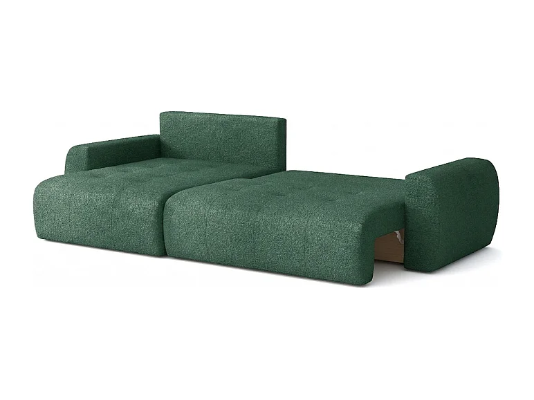 Élégant canapé d'angle convertible gauche IVO XL 280x142 cm, en tissu CENTAUR 12 vert bouteille