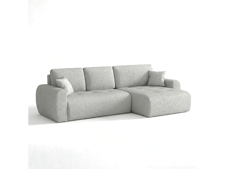 Élégant canapé d'angle convertible droit IVO XL 280x142 cm, en tissu CENTAUR 14 gris