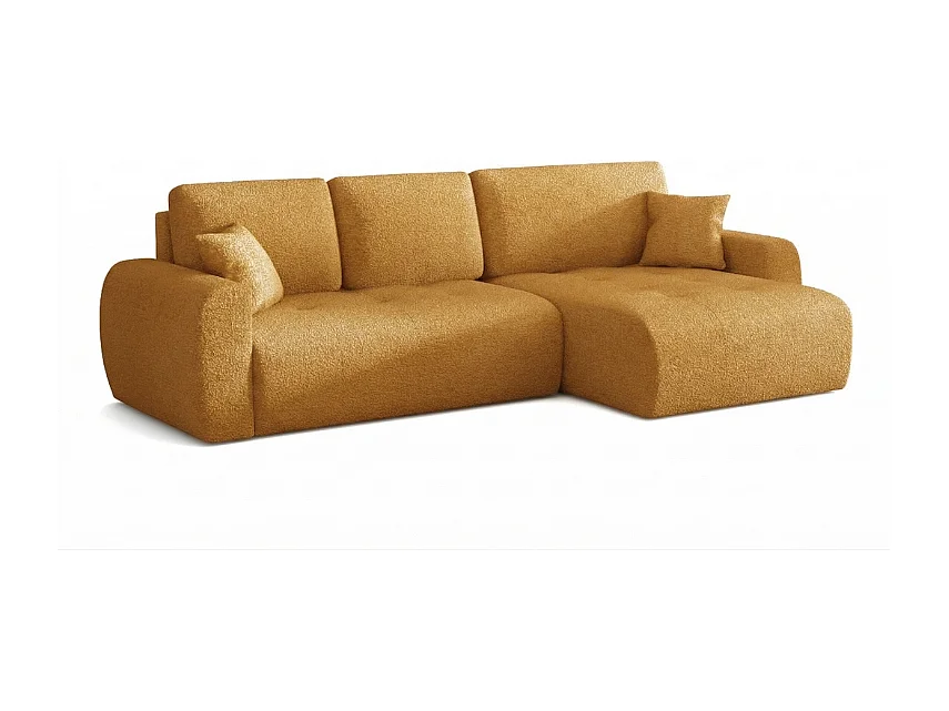 Élégant canapé d'angle convertible droit IVO XL 280x142 cm, en tissu CENTAUR 8 miel