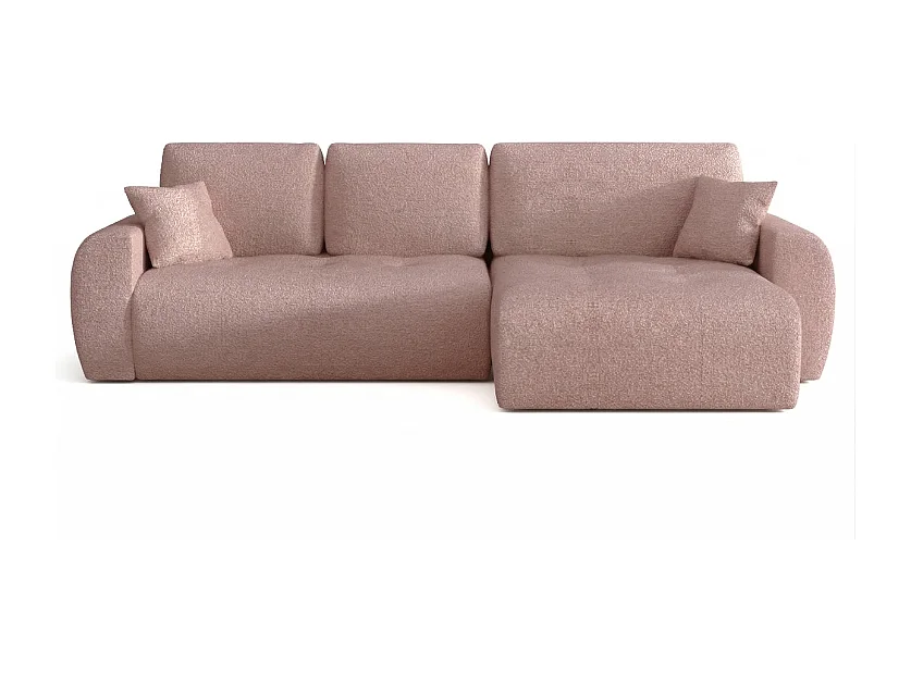 Élégant canapé d'angle convertible droit IVO XL 280x142 cm, en tissu CENTAUR 5 rose poudré