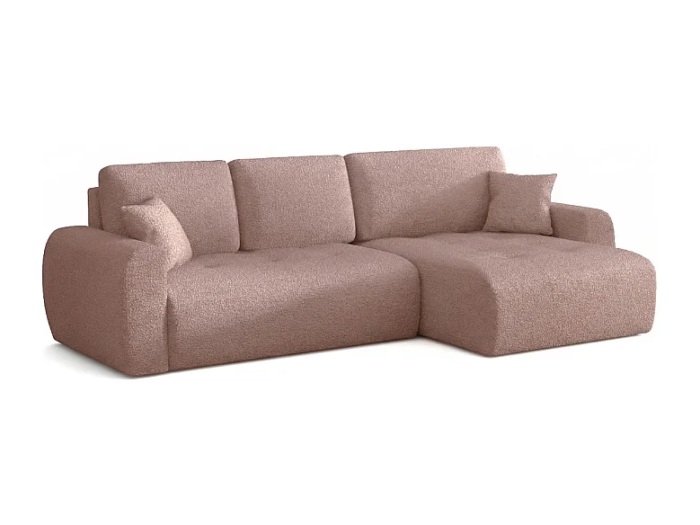 Élégant canapé d'angle convertible droit IVO XL 280x142 cm, en tissu CENTAUR 5 rose poudré