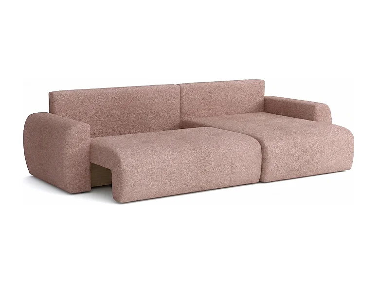 Élégant canapé d'angle convertible droit IVO XL 280x142 cm, en tissu CENTAUR 5 rose poudré