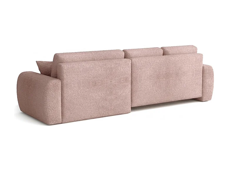 Élégant canapé d'angle convertible droit IVO XL 280x142 cm, en tissu CENTAUR 5 rose poudré