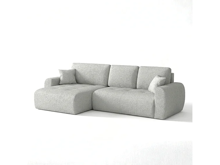 Élégant canapé d'angle convertible gauche IVO XL 280x142 cm, en tissu CENTAUR 14 gris