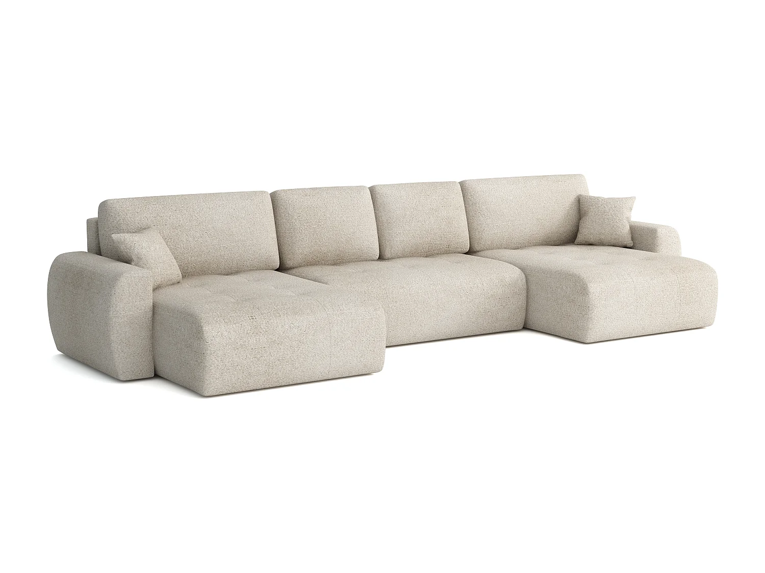 Élégant canapé d'angle convertible IVO U XL 387x150 cm, en tissu LAMBI 5 ivoire