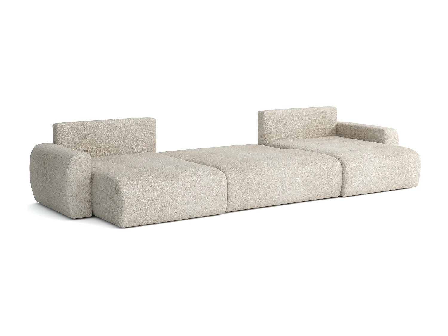 Élégant canapé d'angle convertible IVO U XL 387x150 cm, en tissu LAMBI 5 ivoire