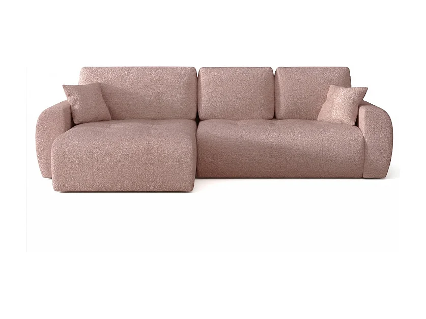 Élégant canapé d'angle convertible gauche IVO XL 280x142 cm, en tissu CENTAUR 5 rose poudré