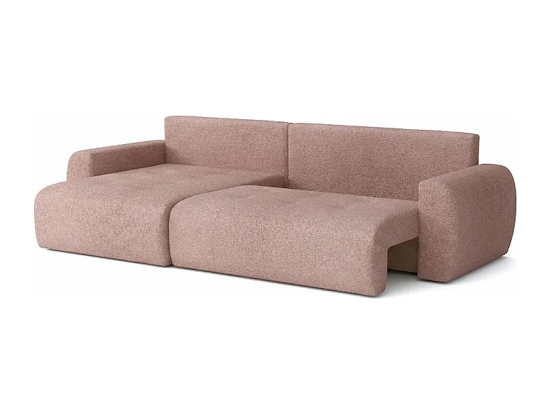 Élégant canapé d'angle convertible gauche IVO XL 280x142 cm, en tissu CENTAUR 5 rose poudré