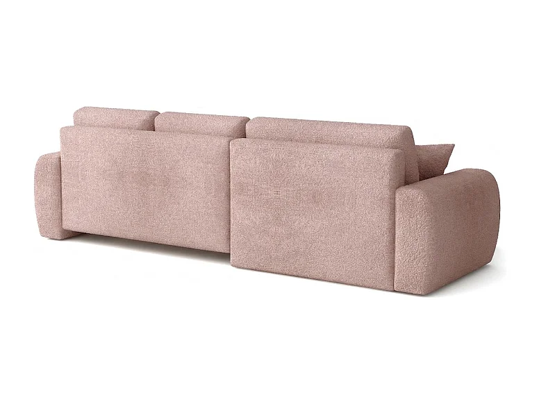 Élégant canapé d'angle convertible gauche IVO XL 280x142 cm, en tissu CENTAUR 5 rose poudré