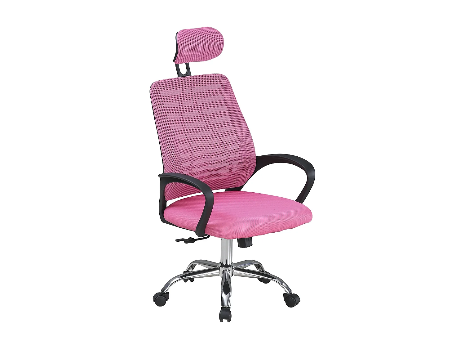 Silla de escritorio ergonómica con patas metálicas de 111-122x60x59 cm en color rosa Queny