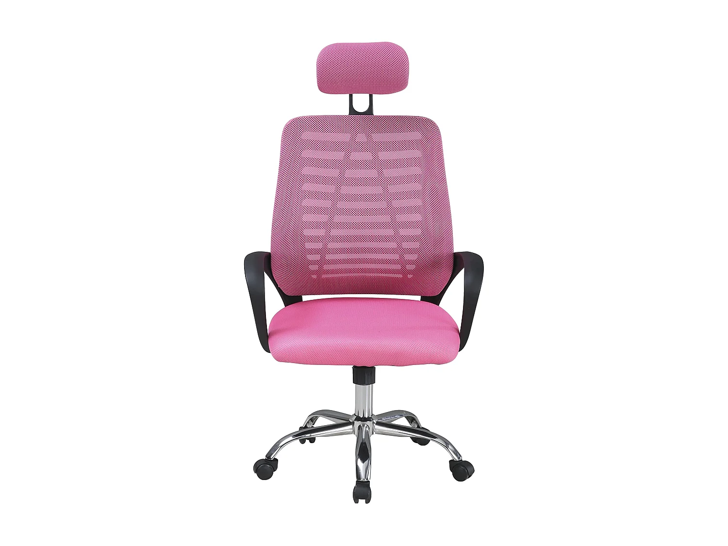 Silla de escritorio ergonómica con patas metálicas de 111-122x60x59 cm en color rosa Queny