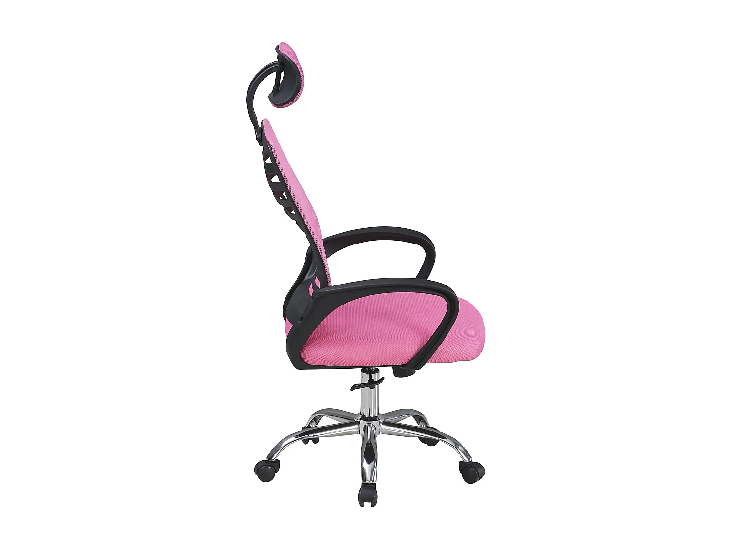 Silla de escritorio ergonómica con patas metálicas de 111-122x60x59 cm en color rosa Queny