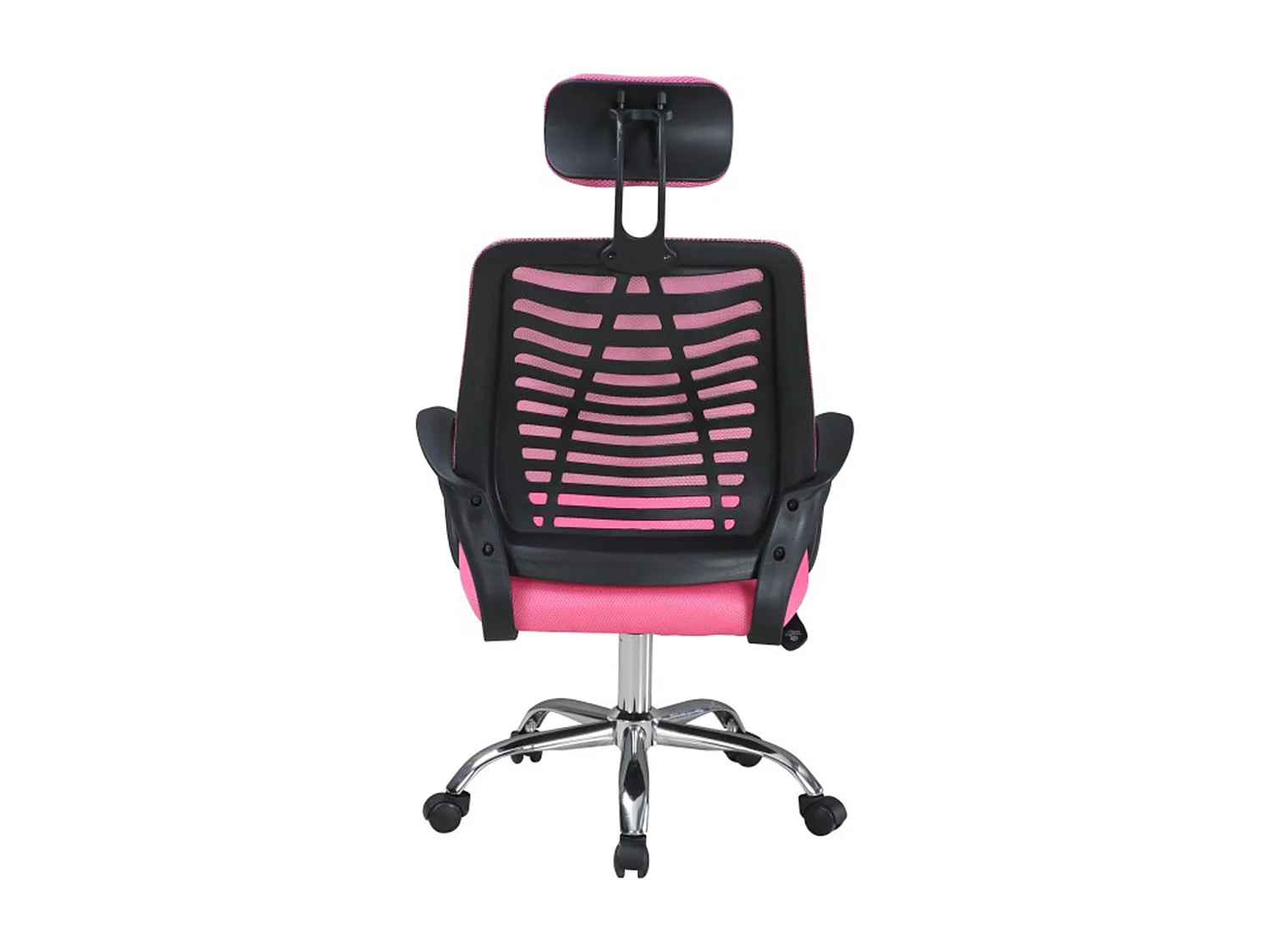 Silla de escritorio ergonómica con patas metálicas de 111-122x60x59 cm en color rosa Queny