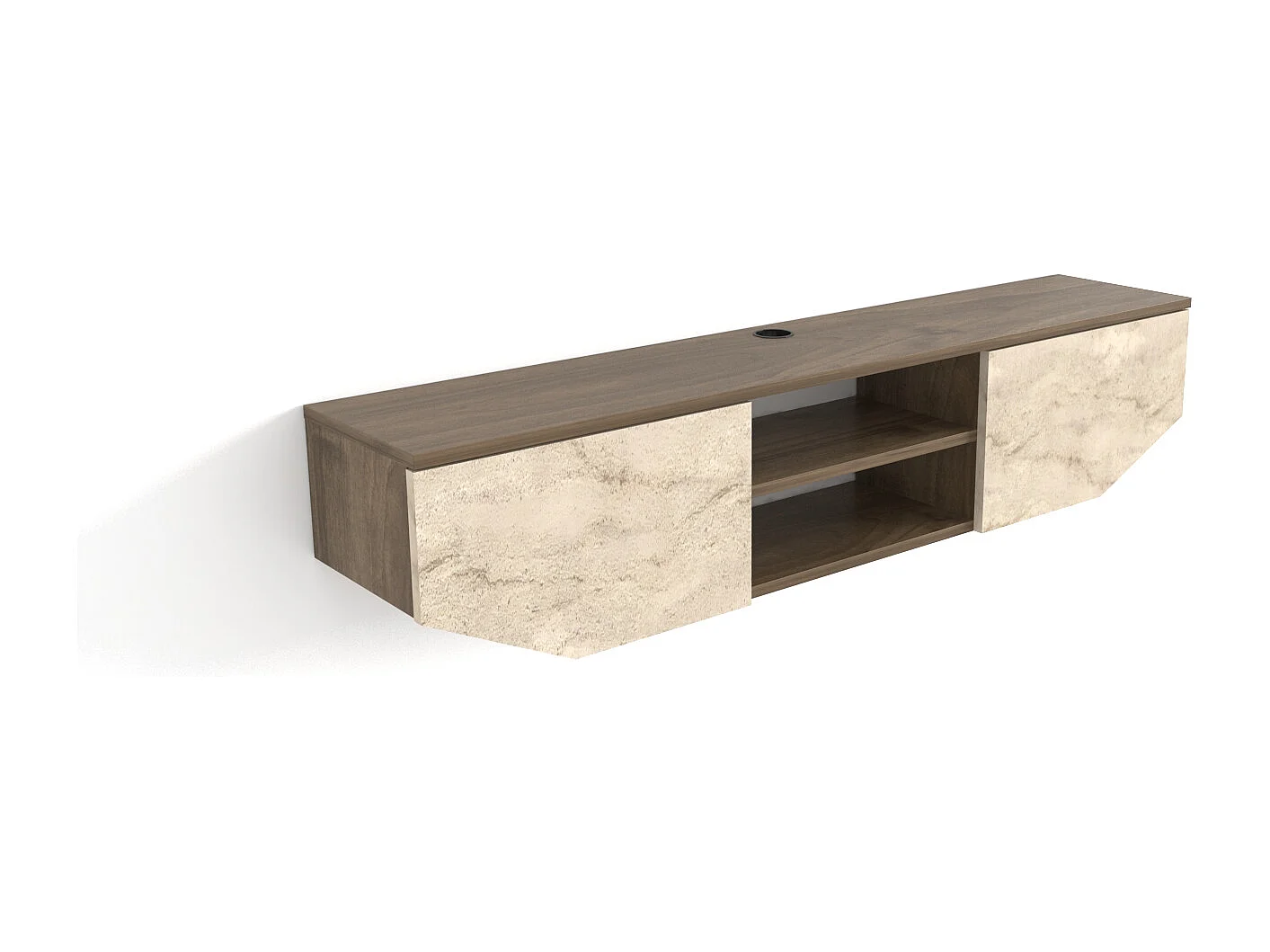 Hängende TV Einheit Hera Walnuss Travertin