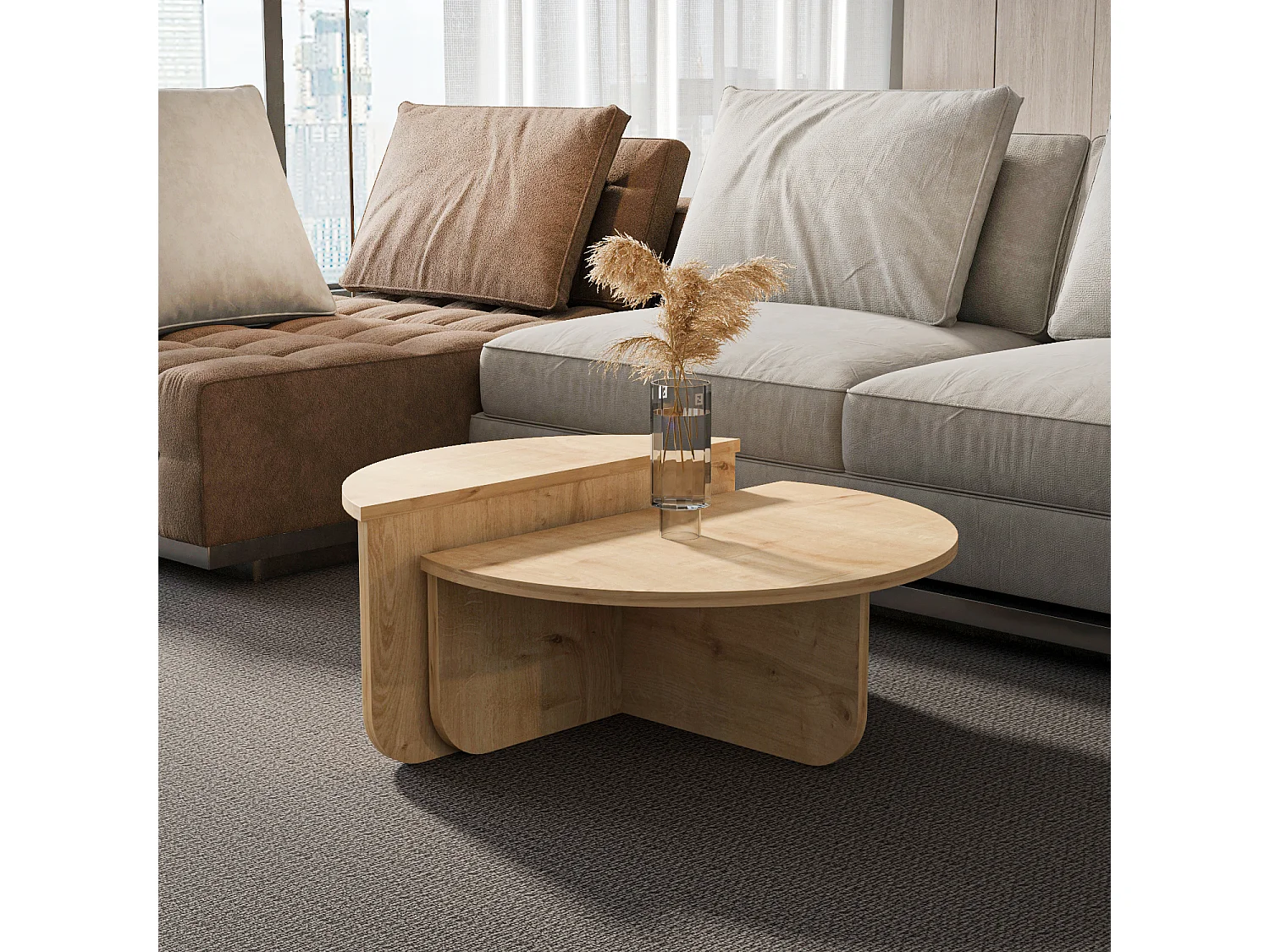 Alves Set de Table Basse Tailles Diverses Design Unique (Chêne)