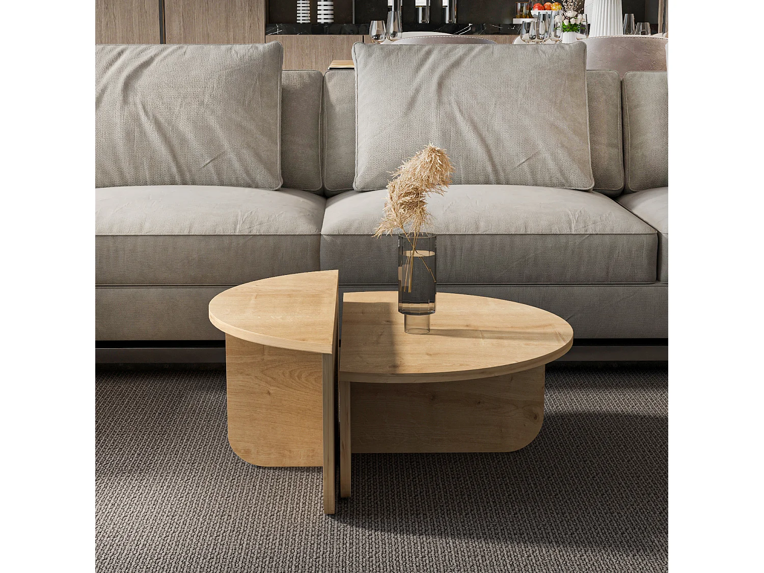 Alves Set de Table Basse Tailles Diverses Design Unique (Chêne)