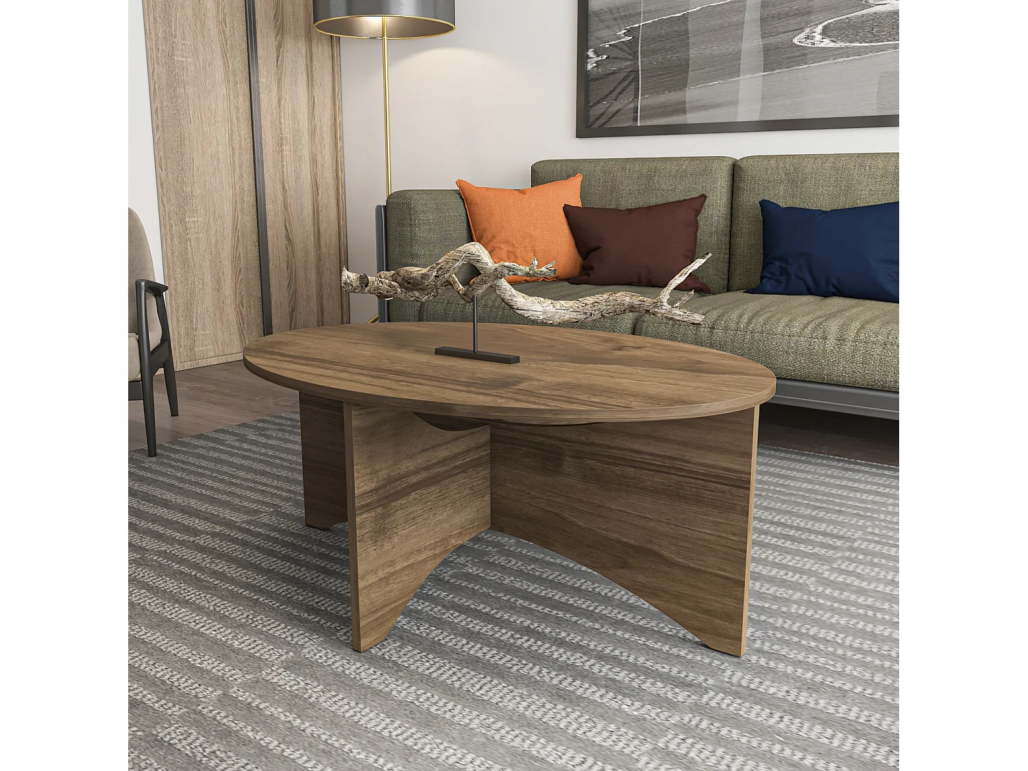 Solo Table Basse Ovale 100 cm (Noyer)