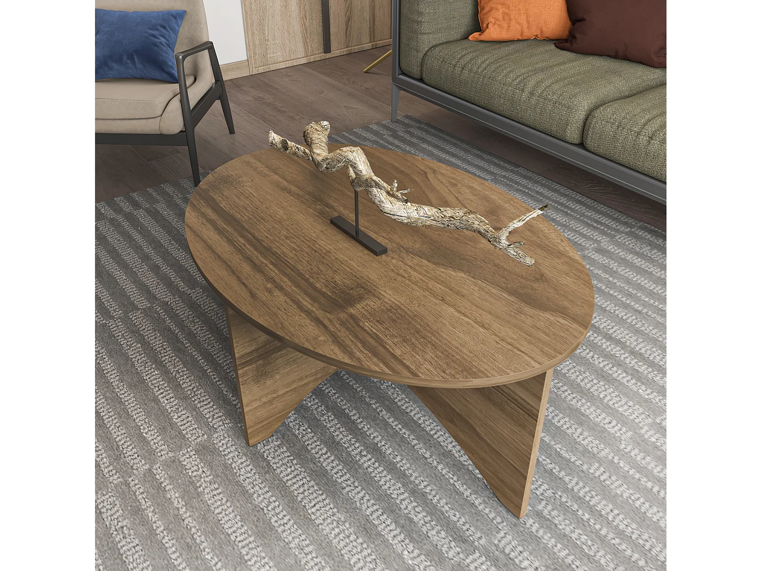 Solo Table Basse Ovale 100 cm (Noyer)