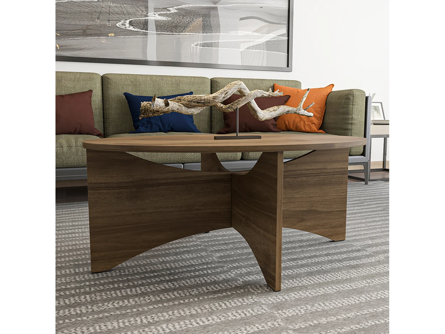 Solo Table Basse Ovale 100 cm (Noyer)