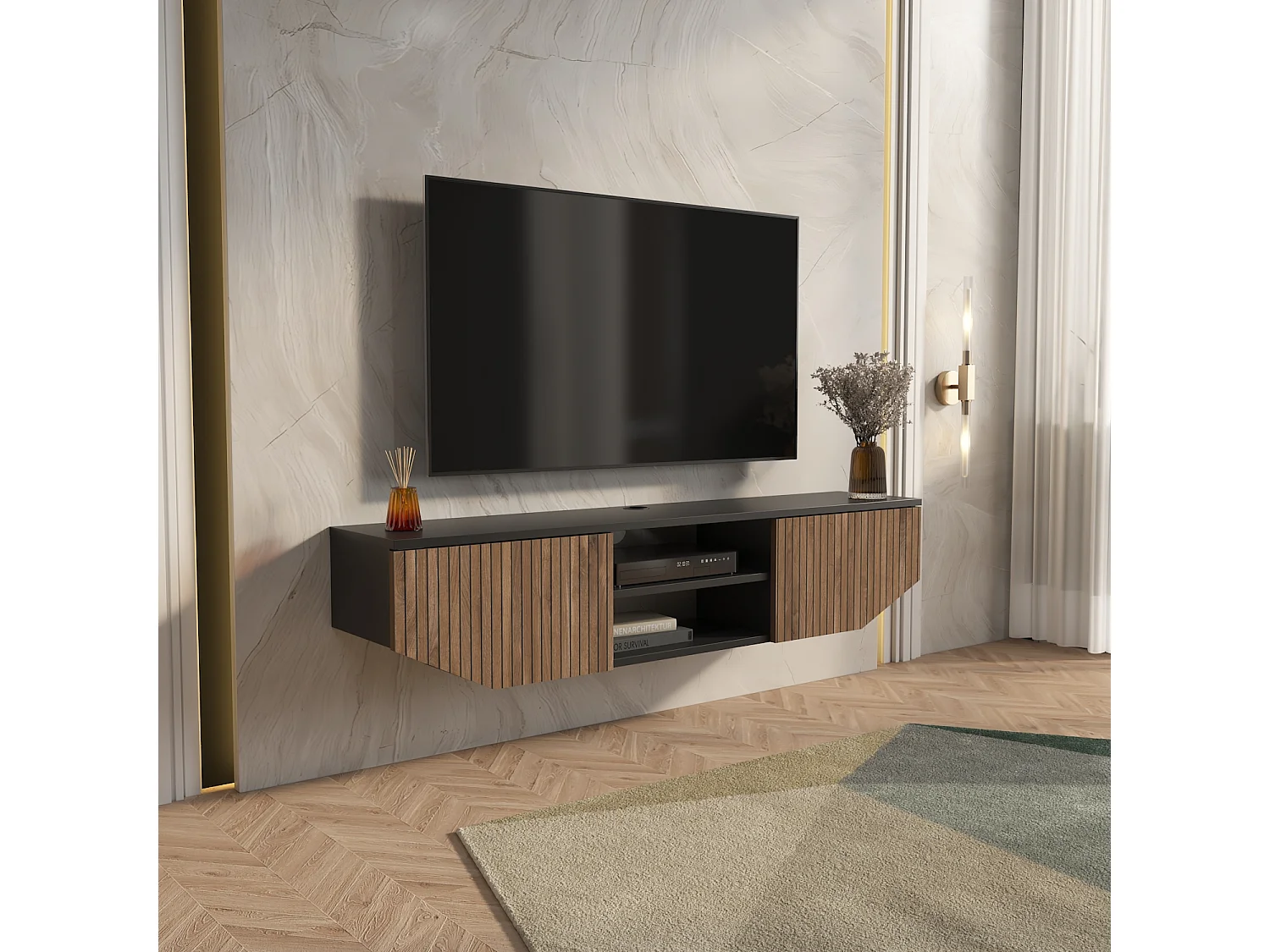 Hängende TV Einheit Hera Schwarz Alina