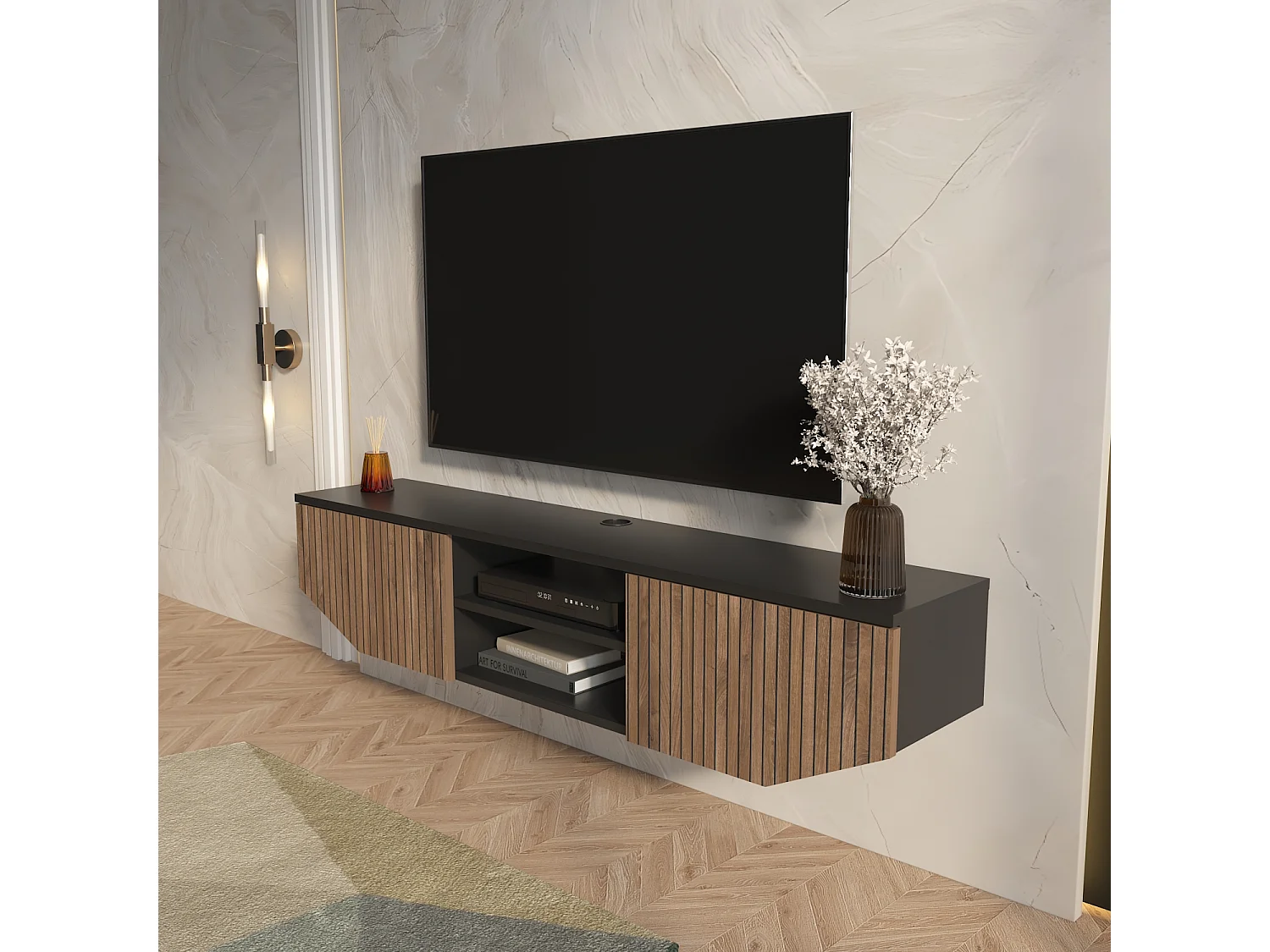 Hängende TV Einheit Hera Schwarz Alina