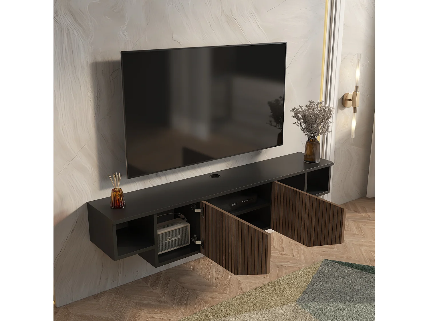 Hängende TV Einheit Hera Schwarz Alina